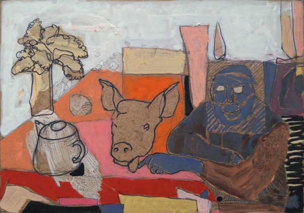 Tête de cochon - 13x18 - tempera